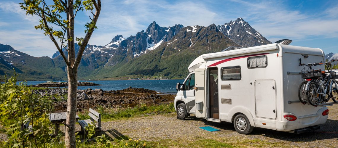 Family vacation travel RV, holiday trip in motorhome, Caravan car Vacation.