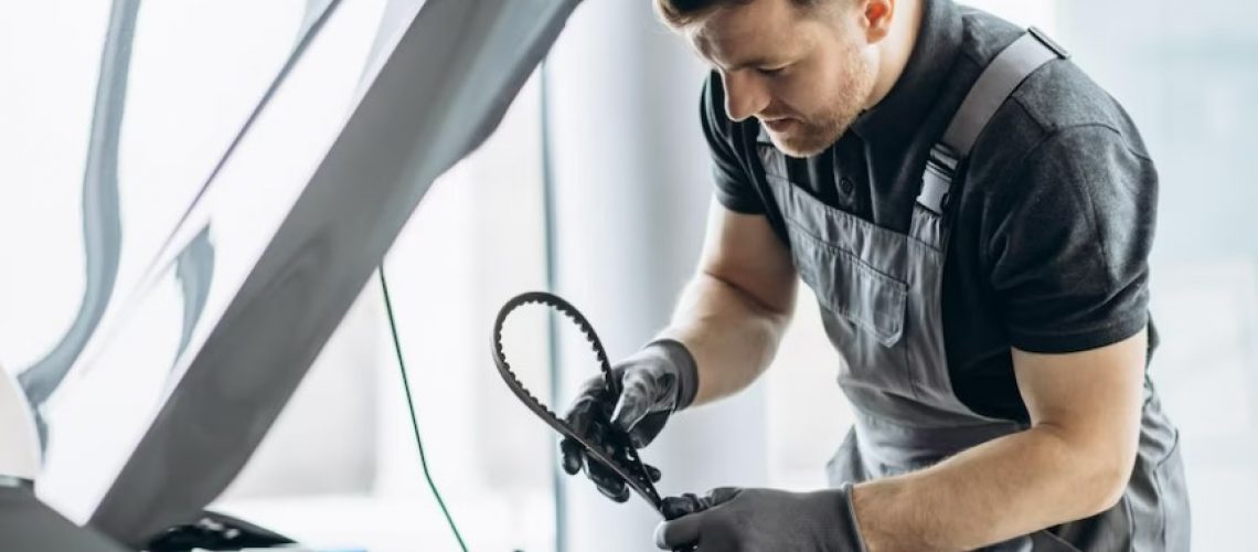 mechanic checking car